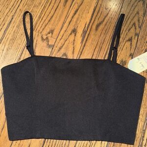 Sadie And Sage Coffee Date Black Crop Tank NWT Smock‎ Back Adjustable Straps USA